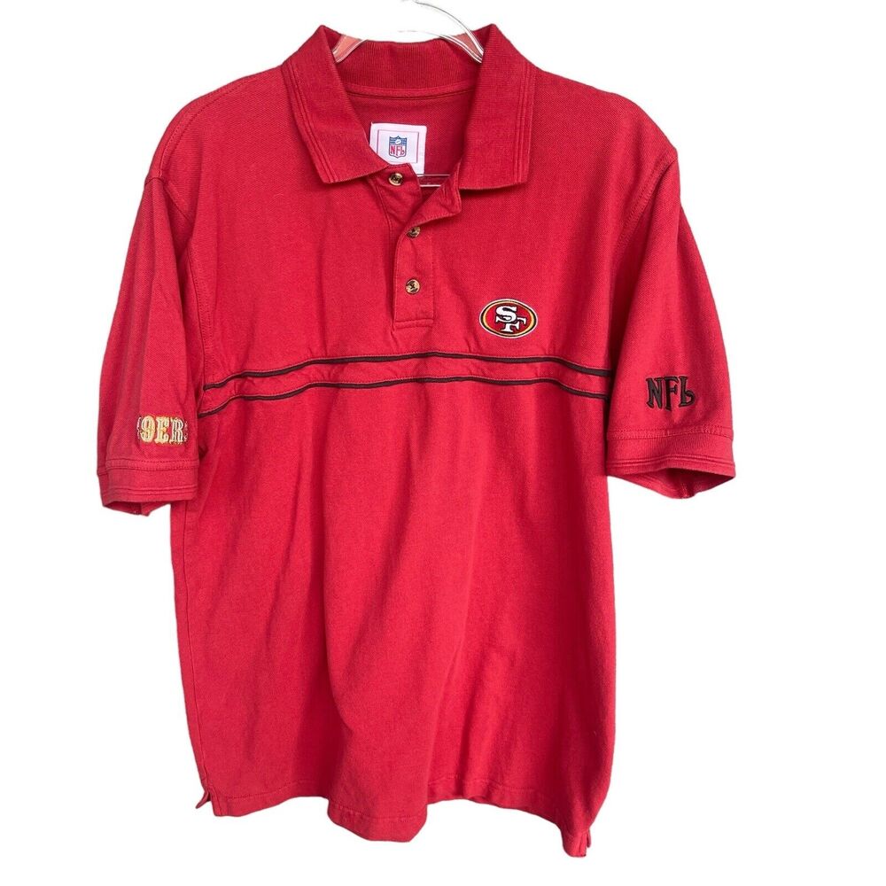 NFL San‎ Francisco 49er Polo Shirt Mens Large Red Embroidered Logo Short Sleeve